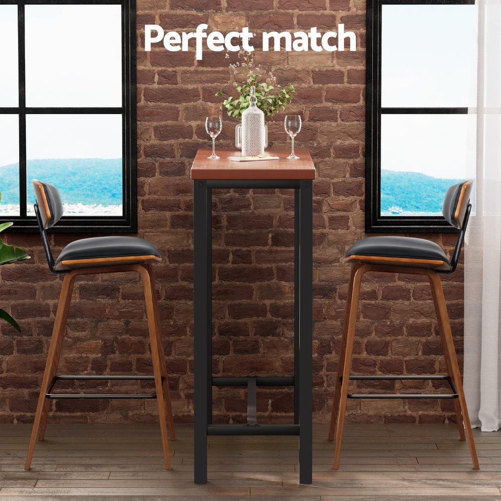 3-Piece Nerio Wood Bar Table and Stools Set Kitchen Chairs Cafe Pub