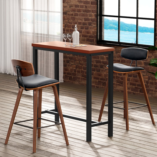 3-Piece Nerio Wood Bar Table and Stools Set Kitchen Chairs Cafe Pub