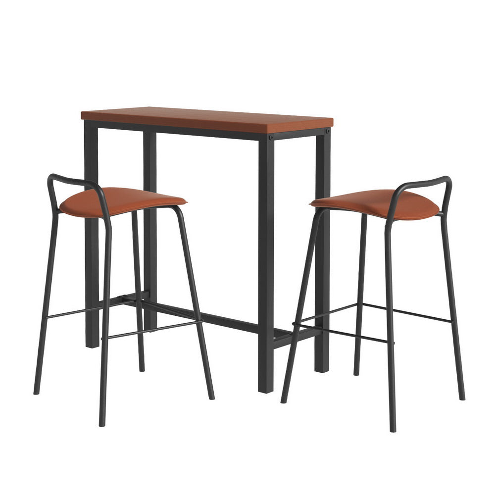 3-Piece Nuccia Wood Bar Table and Stools Set Kitchen Chairs Cafe Pub