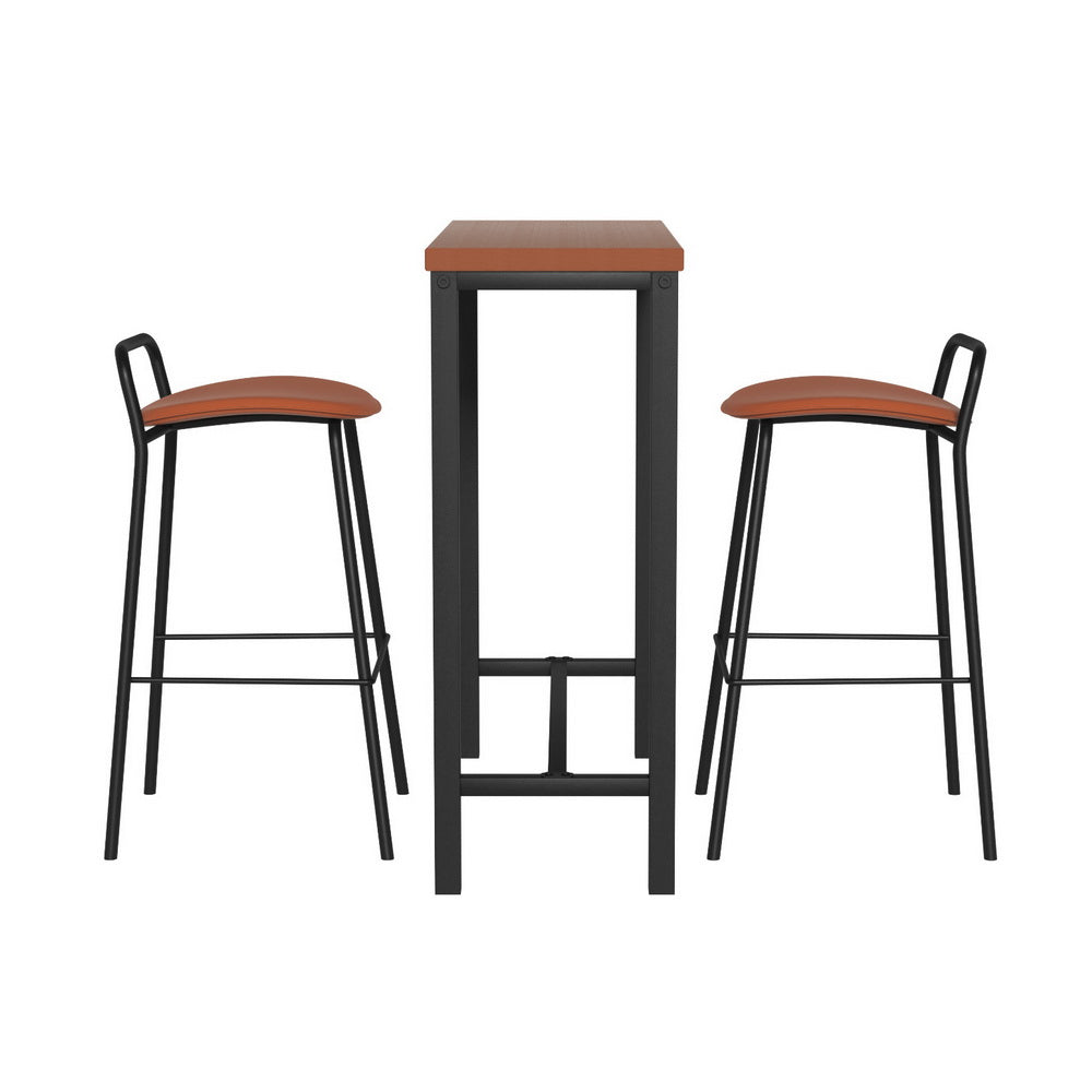 3-Piece Nuccia Wood Bar Table and Stools Set Kitchen Chairs Cafe Pub