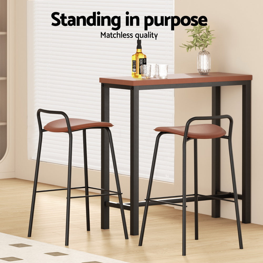 3-Piece Nuccia Wood Bar Table and Stools Set Kitchen Chairs Cafe Pub