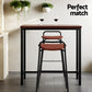 3-Piece Nuccia Wood Bar Table and Stools Set Kitchen Chairs Cafe Pub