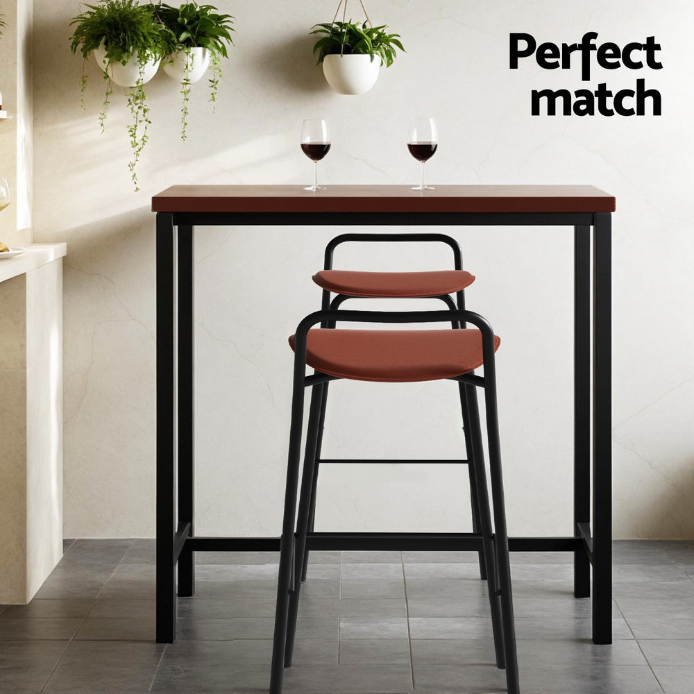 3-Piece Nuccia Wood Bar Table and Stools Set Kitchen Chairs Cafe Pub