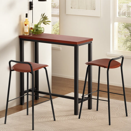 3-Piece Nuccia Wood Bar Table and Stools Set Kitchen Chairs Cafe Pub