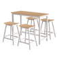5-Piece Sante Pine and White Bar Table and Stools Set Solid Wood Kitchen Chairs Cafe Pub