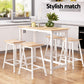 5-Piece Sante Pine and White Bar Table and Stools Set Solid Wood Kitchen Chairs Cafe Pub