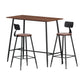 3-Piece Tazio Wood Bar Table and Stools Set Kitchen Chairs Cafe Pub