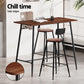 3-Piece Tazio Wood Bar Table and Stools Set Kitchen Chairs Cafe Pub