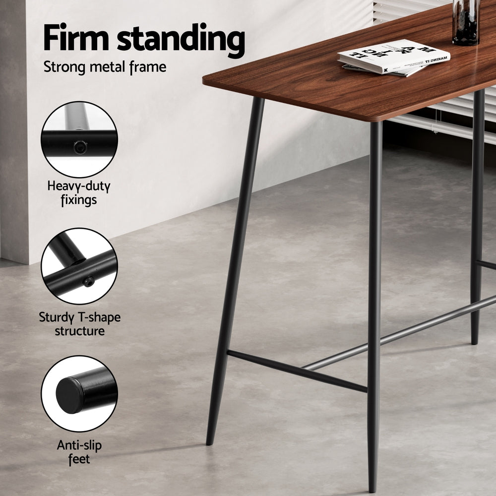 3-Piece Tazio Wood Bar Table and Stools Set Kitchen Chairs Cafe Pub