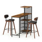3-Piece Fosca Wood Bar Table and Stools Set Solid Wood Kitchen Chairs Cafe Pub
