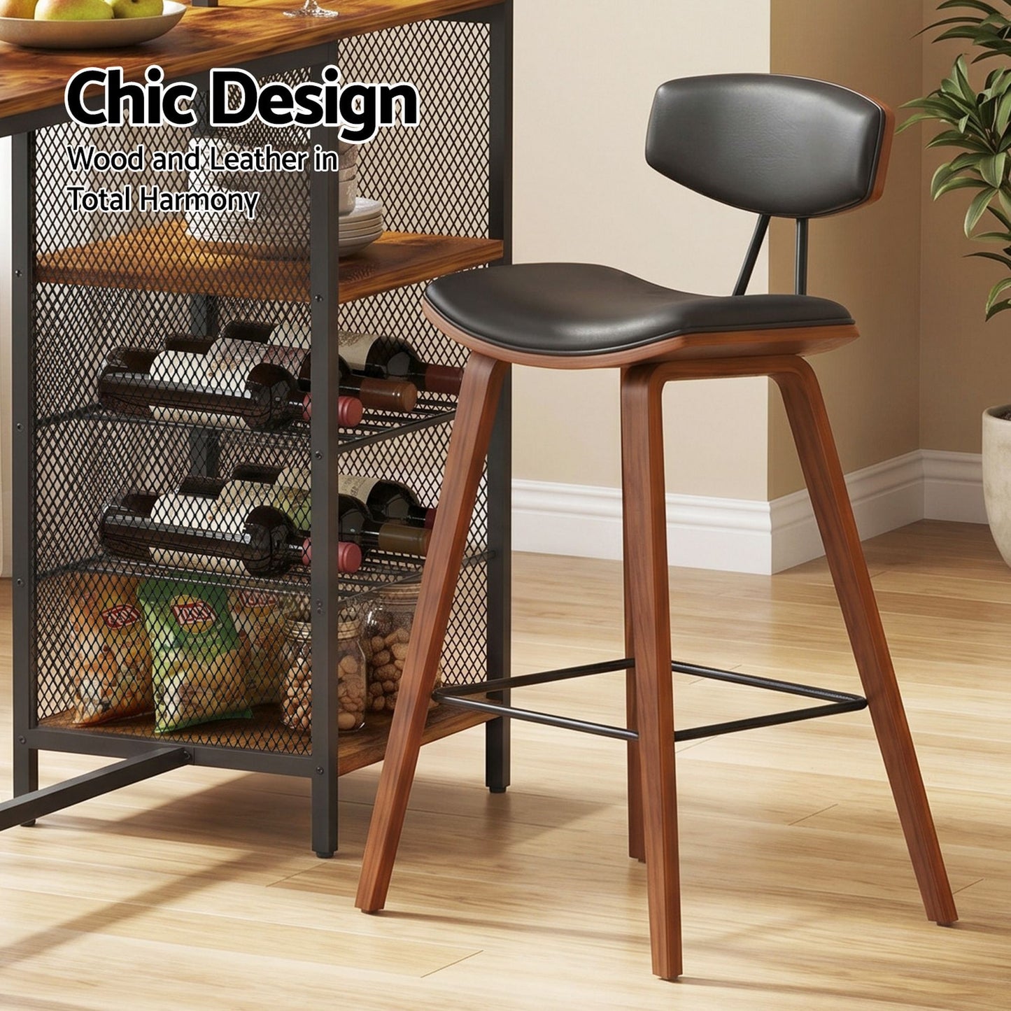 3-Piece Fosca Wood Bar Table and Stools Set Solid Wood Kitchen Chairs Cafe Pub