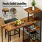 3-Piece Fosca Wood Bar Table and Stools Set Solid Wood Kitchen Chairs Cafe Pub