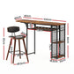 3-Piece Fosca Wood Bar Table and Stools Set Solid Wood Kitchen Chairs Cafe Pub