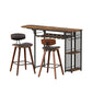 3-Piece Fosca Wood Bar Table and Stools Set Solid Wood Kitchen Chairs Cafe Pub
