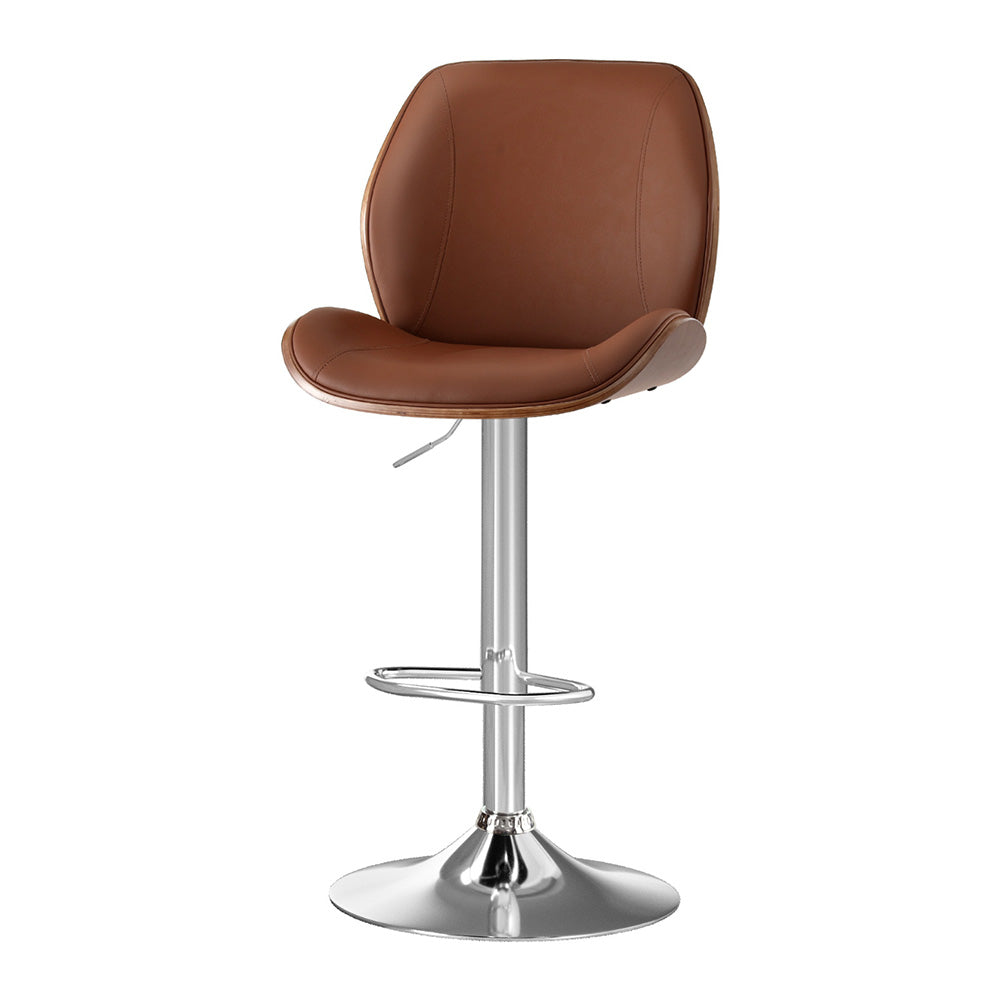 Sisian Bar Stool Bentwood Swivel Adjustable Kitchen Dining Counter Stool Leather - Brown