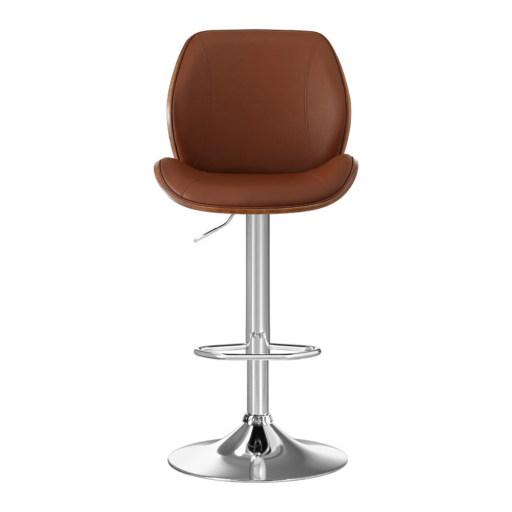 Sisian Bar Stool Bentwood Swivel Adjustable Kitchen Dining Counter Stool Leather - Brown