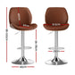Set of 2 Sisian Bar Stools Bentwood Adjustable Kitchen Counter Chair Leather - Brown