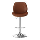 Set of 4 Sisian Bar Stools Bentwood Adjustable Kitchen Counter Chair Leather - Brown