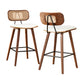 Set of 2 Banfora Bar Stools Kitchen Counter Rattan Chairs PU Leather Padding - Wood & Beige