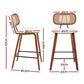 Set of 2 Banfora Bar Stools Kitchen Counter Rattan Chairs PU Leather Padding - Wood & Beige
