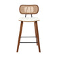 Set of 2 Banfora Bar Stools Kitchen Counter Rattan Chairs PU Leather Padding - Wood & Beige