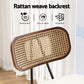 Set of 2 Banfora Bar Stools Kitchen Counter Rattan Chairs PU Leather Padding - Wood & Beige