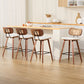 Set of 4 Banfora Bar Stools Kitchen Counter Rattan Chairs PU Leather Padding - Wood & Beige