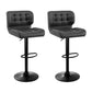 Set of 2 Genoa Kitchen Bar Stools Gas Lift Plush PU Leather - Black & Grey