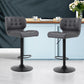 Set of 2 Genoa Kitchen Bar Stools Gas Lift Plush PU Leather - Black & Grey