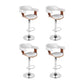 Set of 4 Chalcis Bar Stools Gas Lift Leather with Armrest - White