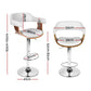 Set of 4 Chalcis Bar Stools Gas Lift Leather with Armrest - White