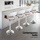 Set of 4 Chalcis Bar Stools Gas Lift Leather with Armrest - White