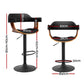 Set of 4 Eindhoven Bar Stools Gas Lift Leather w/Armrest All - Black