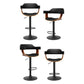 Set of 4 Eindhoven Bar Stools Gas Lift Leather w/Armrest All - Black