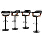 Set of 4 Eindhoven Bar Stools Gas Lift Leather w/Armrest All - Black