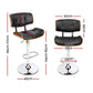 Set of 4 Ancona Bar Stools Gas Lift Leather - Black