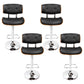 Set of 4 Ancona Bar Stools Gas Lift Leather - Black