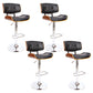 Set of 4 Ancona Bar Stools Gas Lift Leather - Black