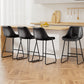 Set of 4 Toulon Bar Stools Leather Padded Metal Legs - Black