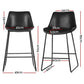 Set of 4 Toulon Bar Stools Leather Padded Metal Legs - Black