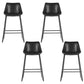 Set of 4 Toulon Bar Stools Leather Padded Metal Legs - Black