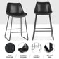 Set of 4 Toulon Bar Stools Leather Padded Metal Legs - Black