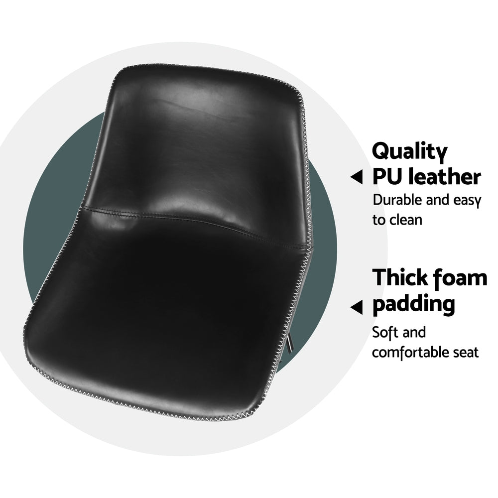 Set of 4 Toulon Bar Stools Leather Padded Metal Legs - Black