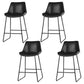 Set of 4 Toulon Bar Stools Leather Padded Metal Legs - Black