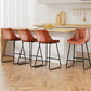 Set of 4 Toulon Bar Stools Leather Padded Metal Legs - Brown