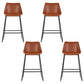 Set of 4 Toulon Bar Stools Leather Padded Metal Legs - Brown