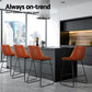 Set of 4 Toulon Bar Stools Leather Padded Metal Legs - Brown