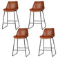 Set of 4 Toulon Bar Stools Leather Padded Metal Legs - Brown