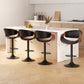 Set of 4 Montpellier Bar Stools Gas Lift Leather with Armrest - Black
