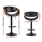 Set of 4 Montpellier Bar Stools Gas Lift Leather with Armrest - Black